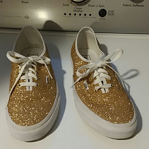 gold sparkly vans